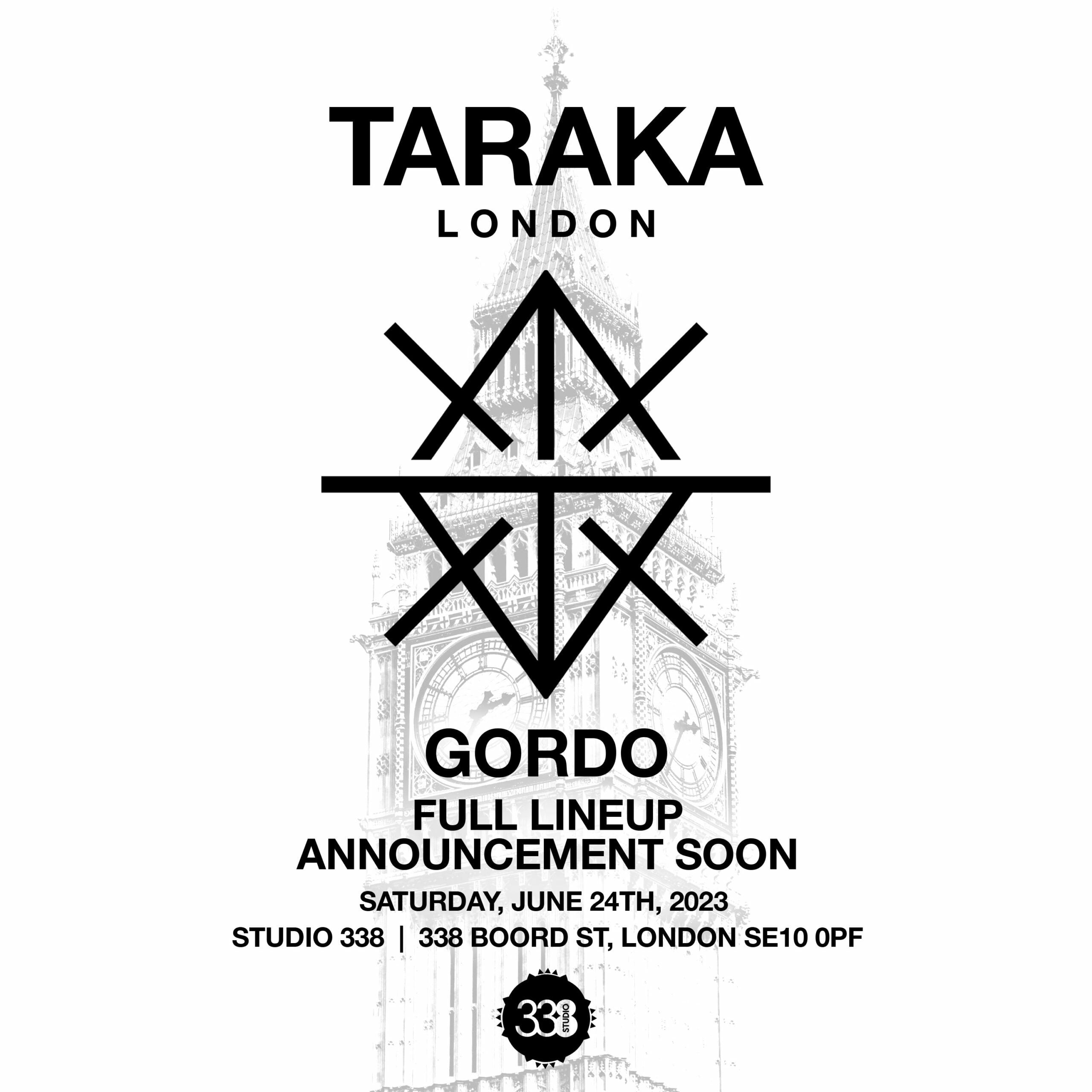 Gordo Announces Debut Taraka Event At London’s Studio 338. Soundrive Music