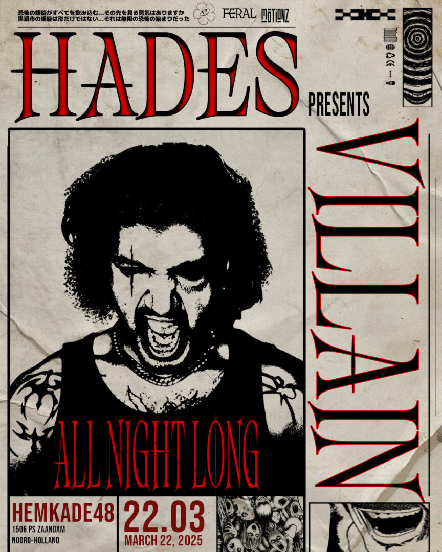HADES Announces "VILLAIN (All Night Long)" Album Debut Event at Hemkade, Zaandam, Netherlands